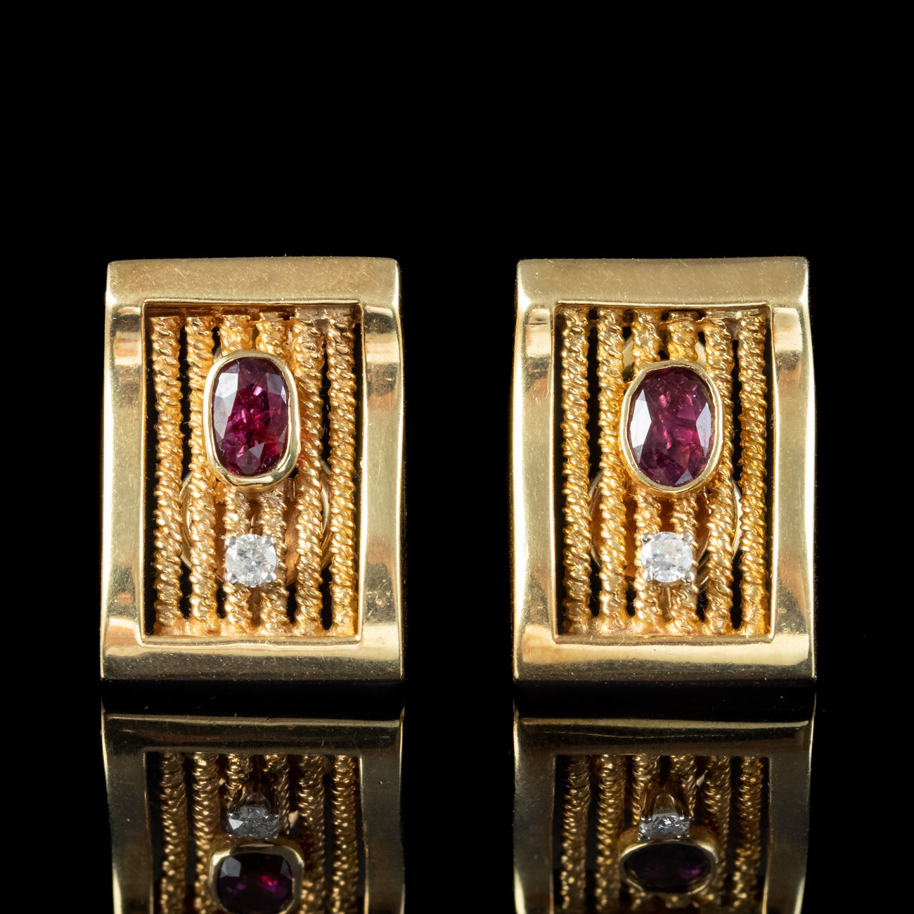 Vintage Ruby Diamond Earrings 14ct Gold 1.2ct Ruby Secondary image