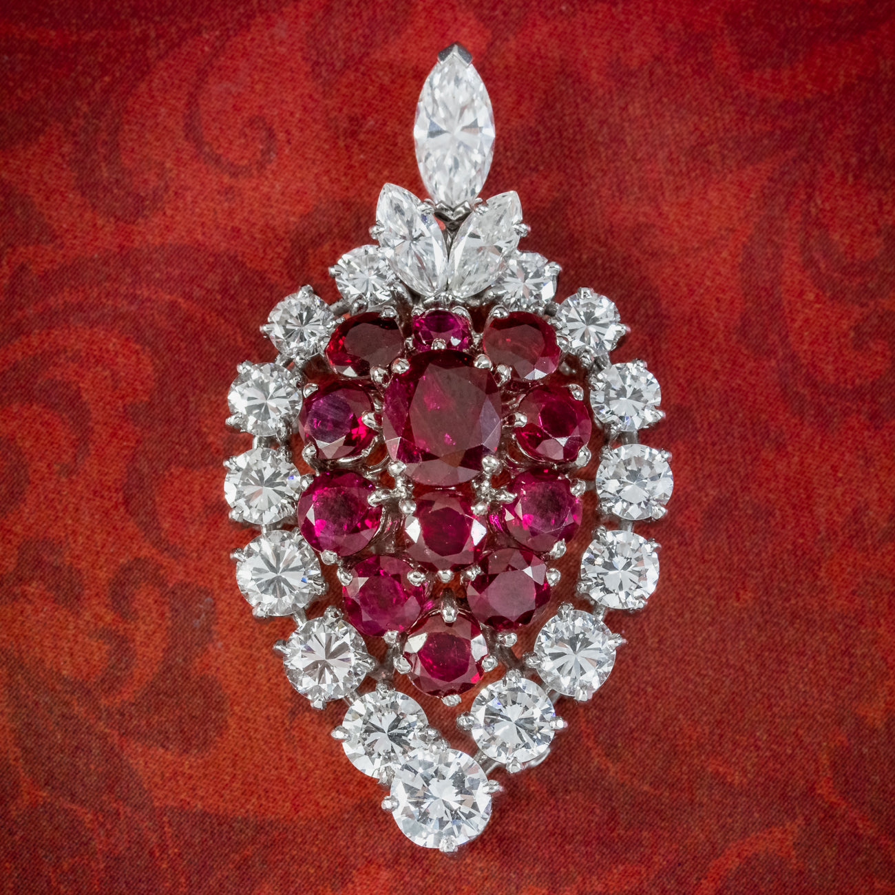 Vintage Ruby Diamond Pendant 18ct Gold 3.20ct Of Ruby Main image