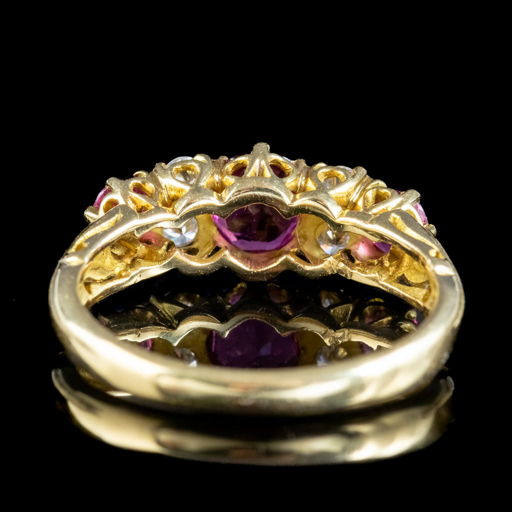 Vintage Ruby Diamond Ring 1.2ct Ruby Dated 1989 With Cert