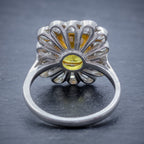 YELLOW SAPPHIRE DIAMOND RING 18CT GOLD PLATINUM 2.50CT SAPPHIRE 1.50CT OF DIAMOND BACK