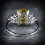 YELLOW SAPPHIRE DIAMOND RING PLATINUM 2.85CT YELLOW SAPPHIRE BACK