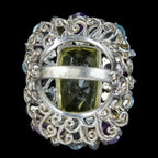 Art Deco Style Citrine Amethyst Aquamarine Cluster Cocktail Ring Sterling Silver